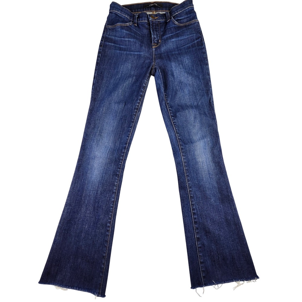 J Brand Remy Jeans Womens 26 Blue Storm Raw Hem Flare Made in USA Hipster Boho